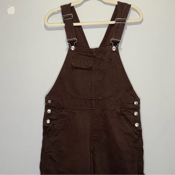 🍁 Zara Blogger Favorite Carpenter Wide Straight Leg Raw Hem Denim Overall Medium - Picture 4 of 15